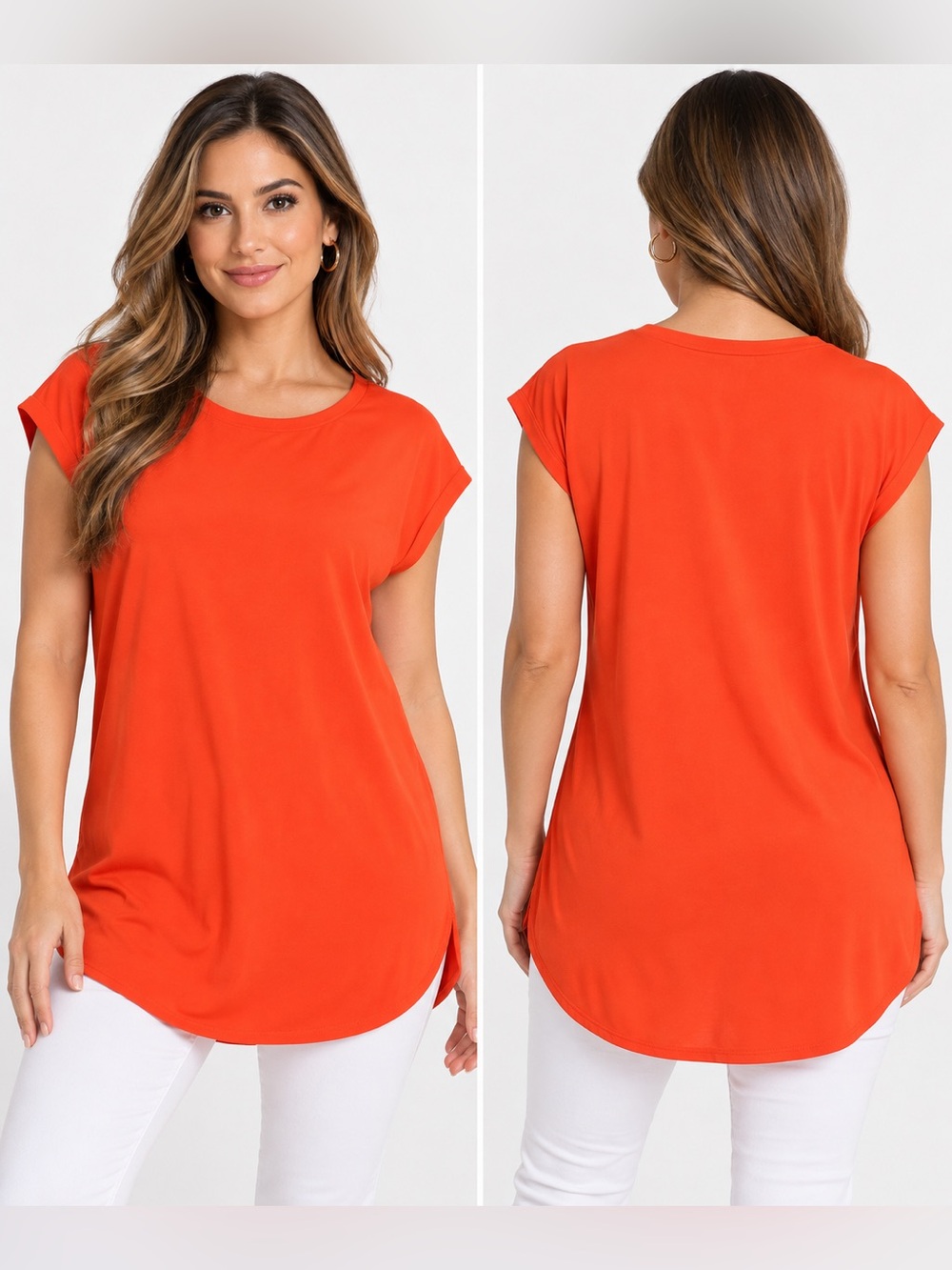 NWT Lauren Ralph Lauren Women’s True Orange Tunic Top Size L MSRP $135